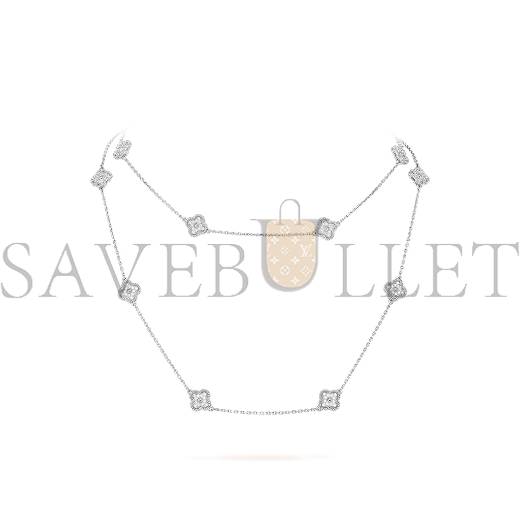 v*n cl*f arpels sweet alhambra long necklace, 16 motifs - white gold, Di*m*nd  vcaro85a00